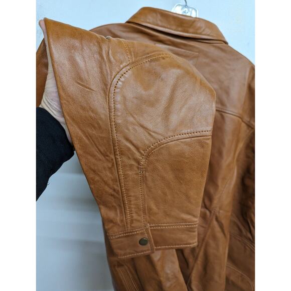 Gilded Age Mens Leather Jacket Amber Brown Size 100% Sheep Hide Size 3XL - Picture 8 of 9